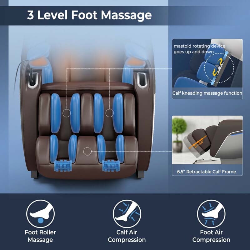 Full Body Massage Chair with Voice Control and LED Mood Lights, SL Track Zero Gravity Massage Recliner