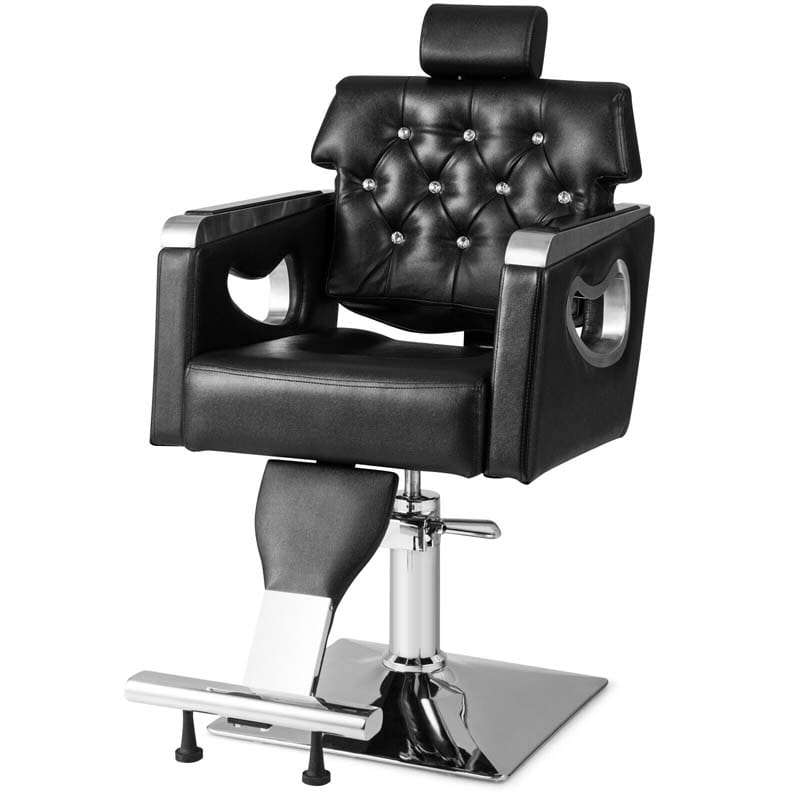 Modern Reclining Salon Chair Adjustable Swivel Spa Makeup Barber Chair Hydraulic Tattoo Hair with Wide Backrest 