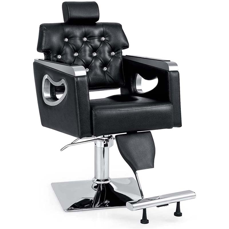 Modern Reclining Salon Chair Adjustable Swivel Spa Makeup Barber Chair Hydraulic Tattoo Hair with Wide Backrest 