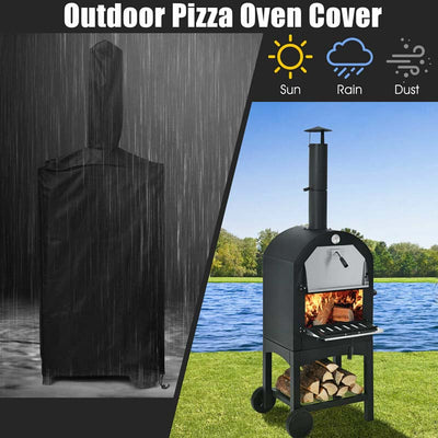 Outdoor 2 Layer Steel Pizza Oven Cooker Portable Wood Fire Pizza Grill Maker with Waterproof Cover and Wheels