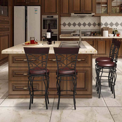 2-Pack 30" Counter Height Bar Stools 360 Degree Swivel Vintage Dining Chairs with Leather Padded Seat