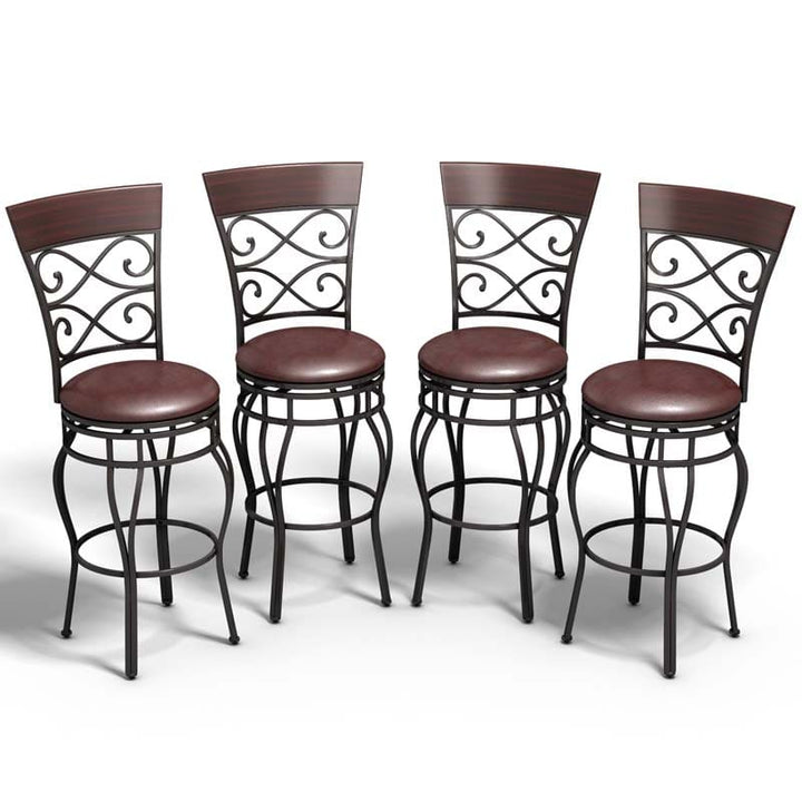 2-Pack 30" Counter Height Bar Stools 360 Degree Swivel Vintage Dining Chairs with Leather Padded Seat