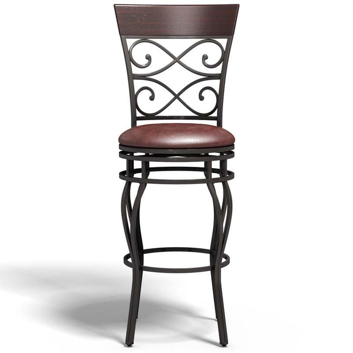 2-Pack 30" Counter Height Bar Stools 360 Degree Swivel Vintage Dining Chairs with Leather Padded Seat