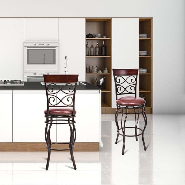 2-Pack 30" Counter Height Bar Stools 360 Degree Swivel Vintage Dining Chairs with Leather Padded Seat