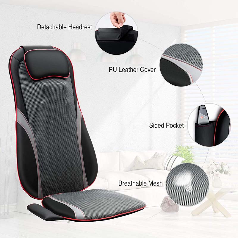 9 Intensity Electric Heated Back Massage Cushion Car Seat Full Body  Massager US