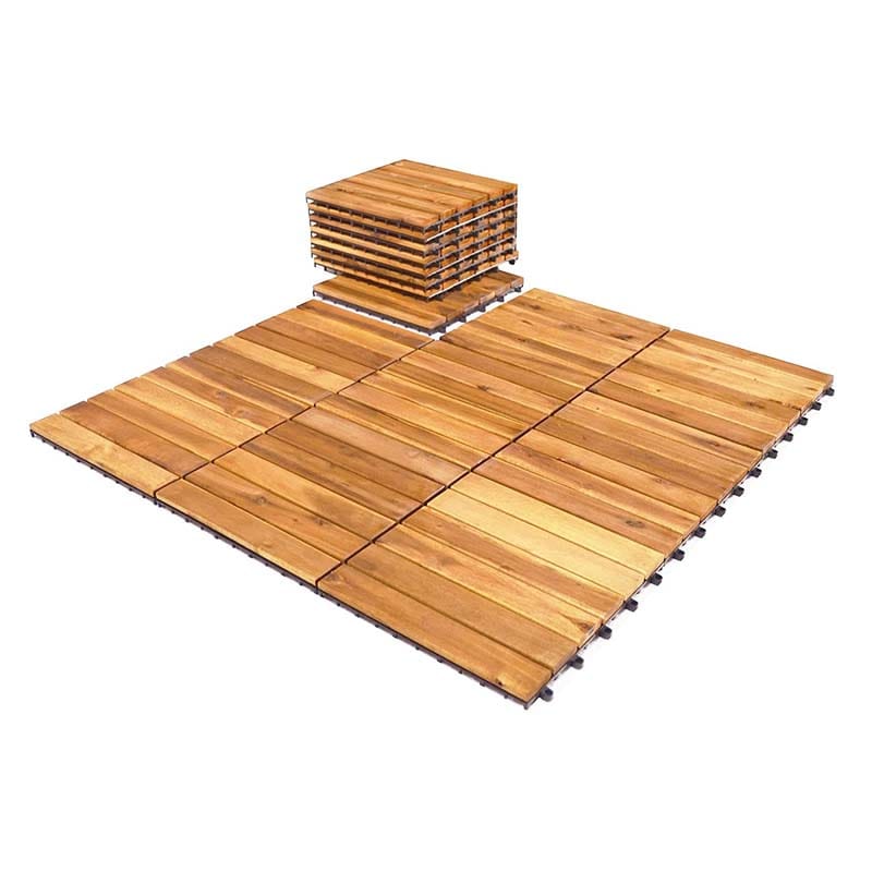 27 Pieces Acacia Wood Interlocking Patio Deck Tile Floor Tiles Composite Deck Flooring Pavers