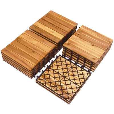 27 Pieces Acacia Wood Interlocking Patio Deck Tile Floor Tiles Composite Deck Flooring Pavers
