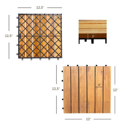 27 Pieces Acacia Wood Interlocking Patio Deck Tile Floor Tiles Composite Deck Flooring Pavers