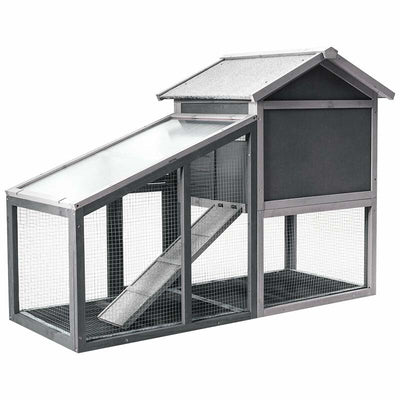 56.5 Inch Indoor Outdoor Rabbit Hutch Wooden Chicken Coop Pet Bunny Cage with Removable Tray Ventilation Door