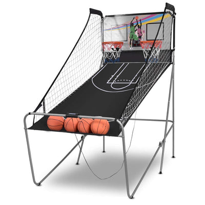 Indoor Foldable Basketball Arcade Game with 4 Balls and LED Scoring System for Adults Kids