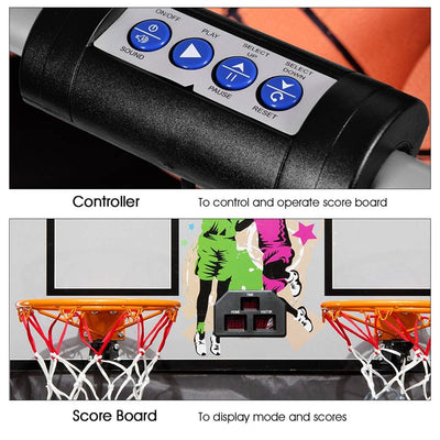 Indoor Foldable Basketball Arcade Game with 4 Balls and LED Scoring System for Adults Kids