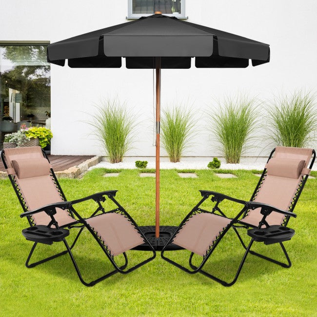 2 Pcs Adjustable Folding Reclining Lounge Chair with Pillows