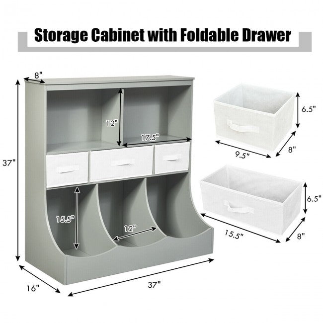 Freestanding Combo Cubby Bin Toy Storage