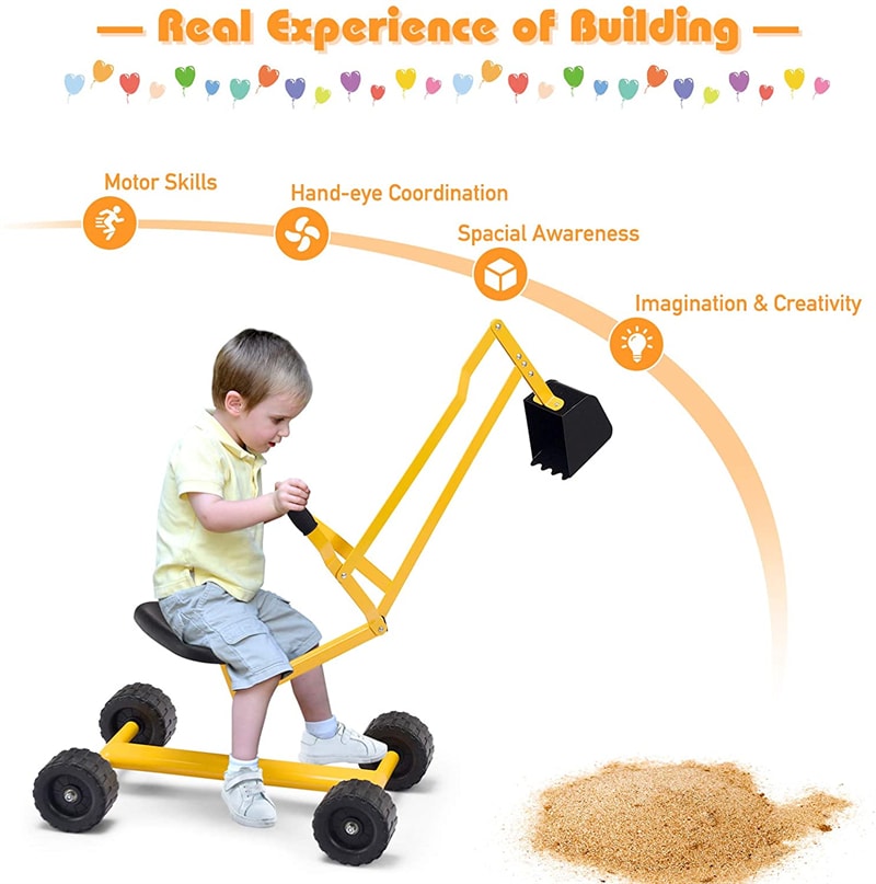 Heavy Duty Kids Ride-on Sand Digger Digging Excavator with Wheels