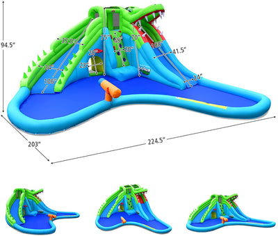 Crocodile Water Slides with Bouncy Pool and Climbing Wall