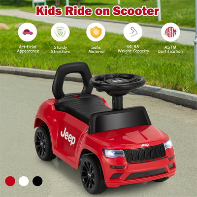 Jeep Kids Ride Stroller with Steering Wheel Under Seat Storage