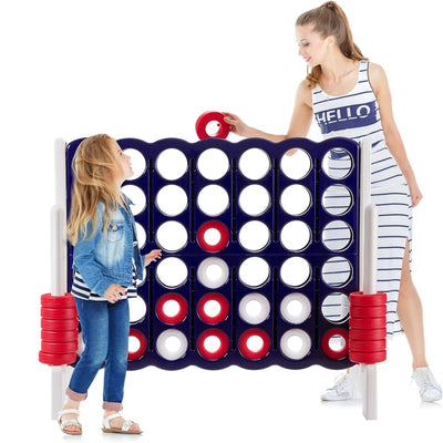 Jumbo 4-to-Score Giant Game Set 4 in A Row Game Sets with 42 Jumbo Rings for Party and Family Game
