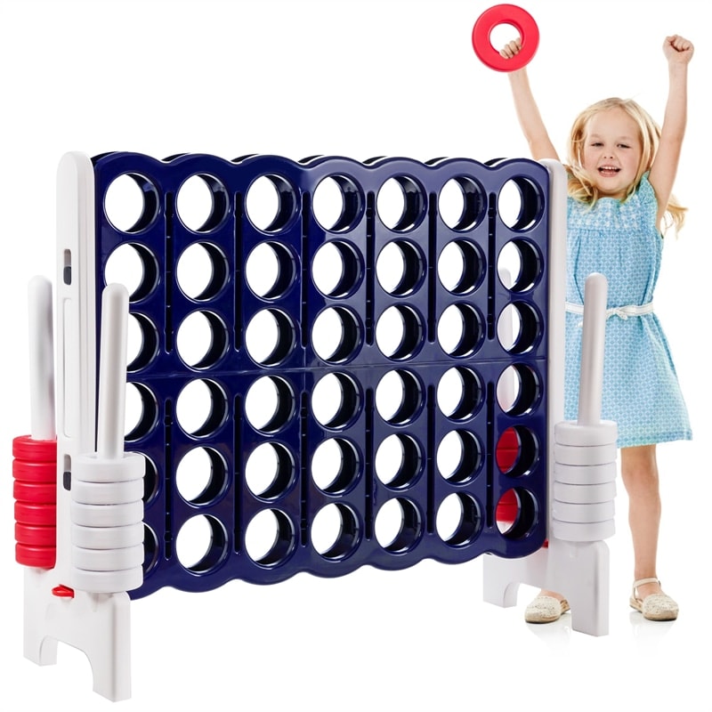 Jumbo 4-to-Score Giant Game Set 4 in A Row Game Sets with 42 Jumbo Rings for Party and Family Game