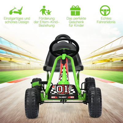 Kids Racer Pedal Go Kart 4 Wheel Pedal Powered Ride On Toys with Non-Slip Wheels and Adjustable Seat