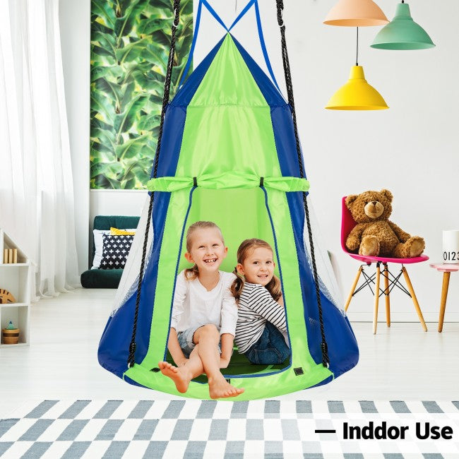 2-in-1 40 Inch Kids Hanging Chair Detachable Swing Tent