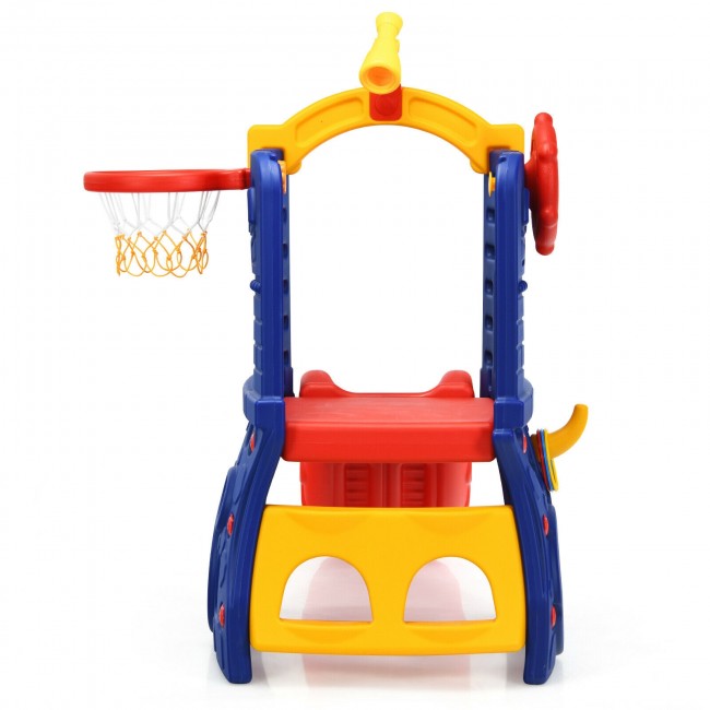 Kids Freestanding Climber Slide with Telescope