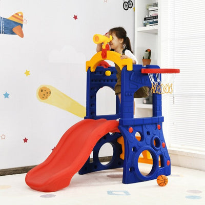 Kids Freestanding Climber Slide with Telescope