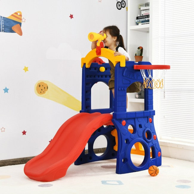 Kids Freestanding Climber Slide with Telescope