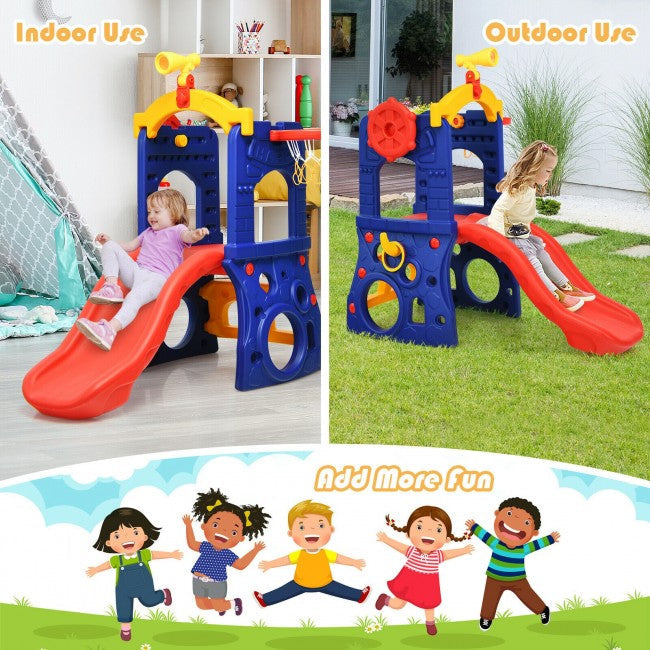 Kids Freestanding Climber Slide with Telescope