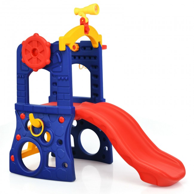 Kids Freestanding Climber Slide with Telescope