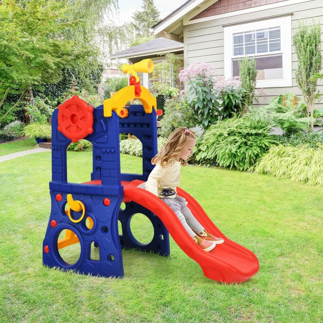 Kids Freestanding Climber Slide with Telescope