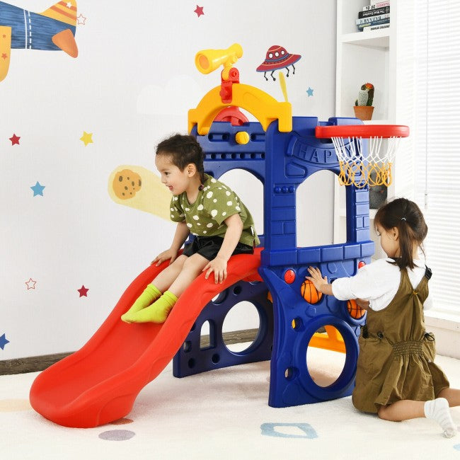 Kids Freestanding Climber Slide with Telescope