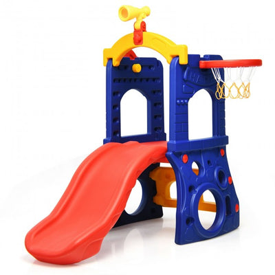 Kids Freestanding Climber Slide with Telescope