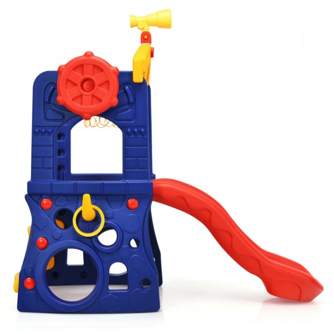 Kids Freestanding Climber Slide with Telescope