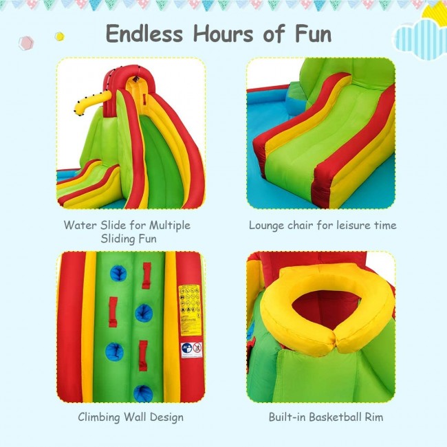 Kids Gift Inflatable Water Slide Bounce Park with 480W Blower