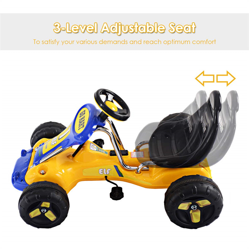 Kids Pedal Go Kart 4 Wheel Pedal Powered Ride On Toy Car with Adjustable Seat for Boys Girls