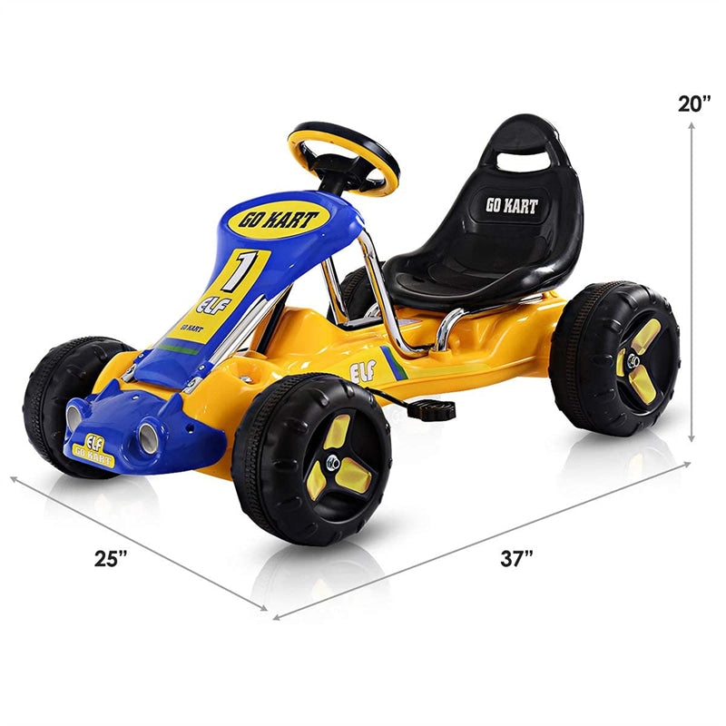 Kids Pedal Go Kart 4 Wheel Pedal Powered Ride On Toy Car with Adjustable Seat for Boys Girls