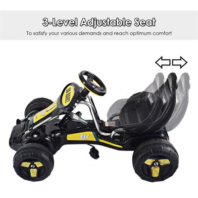 Kids Pedal Go Kart 4 Wheel Pedal Powered Ride On Toy Car with Adjustable Seat for Boys Girls