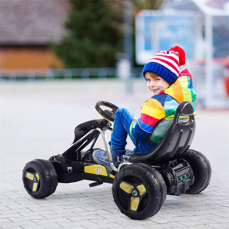 Kids Pedal Go Kart 4 Wheel Pedal Powered Ride On Toy Car with Adjustable Seat for Boys Girls