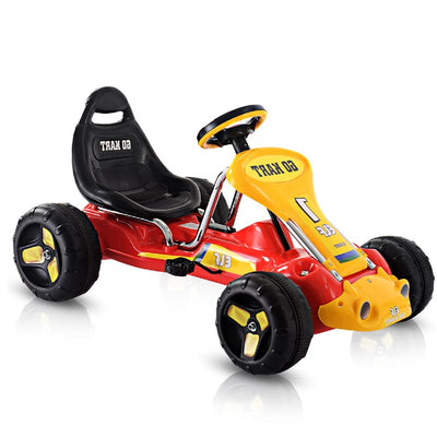 Kids Pedal Go Kart 4 Wheel Pedal Powered Ride On Toy Car with Adjustable Seat for Boys Girls