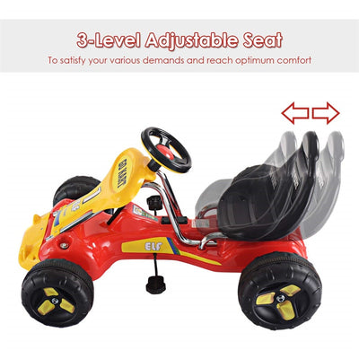 Kids Pedal Go Kart 4 Wheel Pedal Powered Ride On Toy Car with Adjustable Seat for Boys Girls