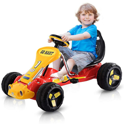 Kids Pedal Go Kart 4 Wheel Pedal Powered Ride On Toy Car with Adjustable Seat for Boys Girls