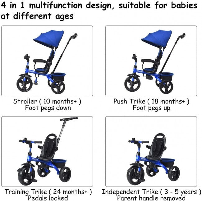 Kids Tricycle with Adjustable Canopy