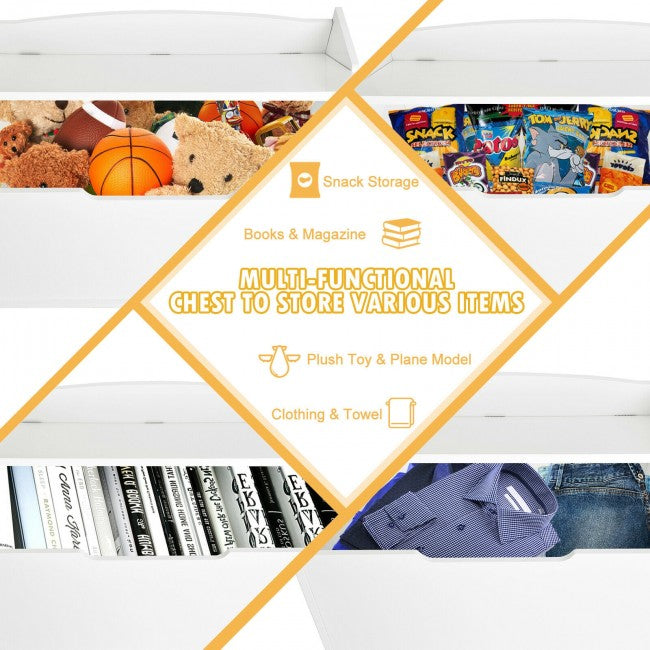 Kids Wooden Toy Box/Bench with Safety Hinged Lid
