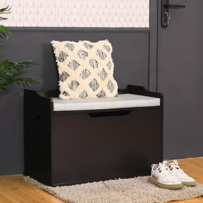 Kids Wooden Toy Box/Bench with Safety Hinged Lid
