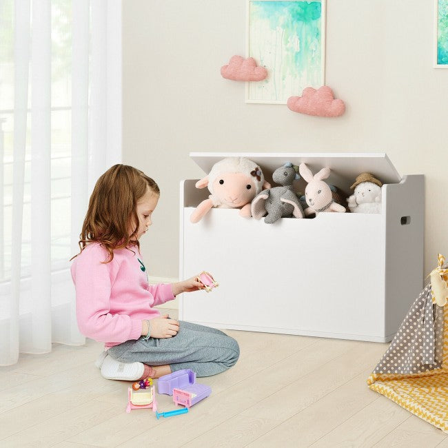 Kids Wooden Toy Box/Bench with Safety Hinged Lid