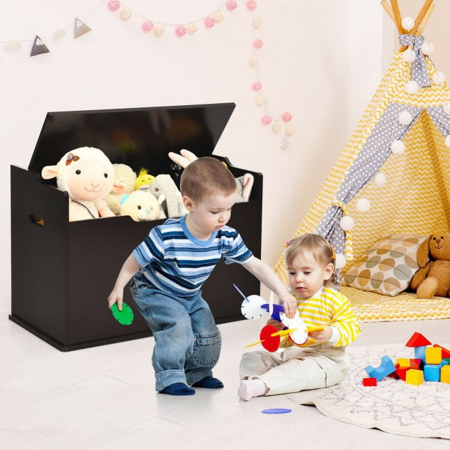 Kids Wooden Toy Box/Bench with Safety Hinged Lid