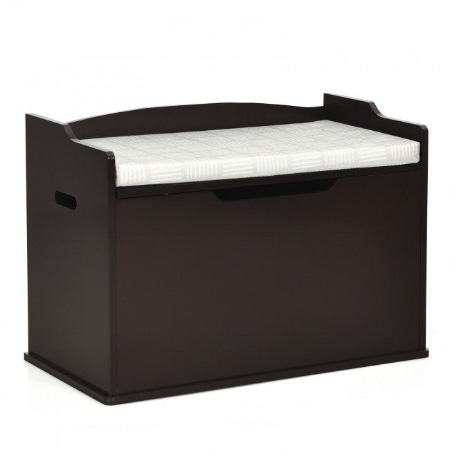 Kids Wooden Toy Box/Bench with Safety Hinged Lid