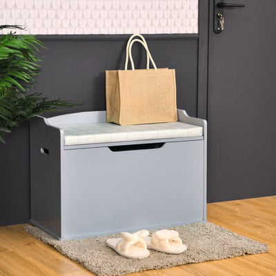 Kids Wooden Toy Box/Bench with Safety Hinged Lid