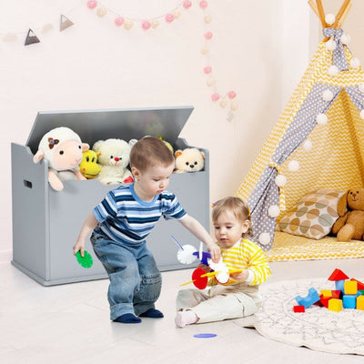 Kids Wooden Toy Box/Bench with Safety Hinged Lid