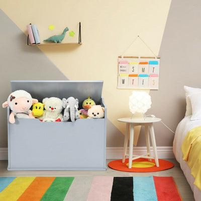 Kids Wooden Toy Box/Bench with Safety Hinged Lid